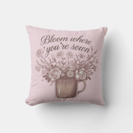 Elegant Motiv Rosa Blommigt Kudde