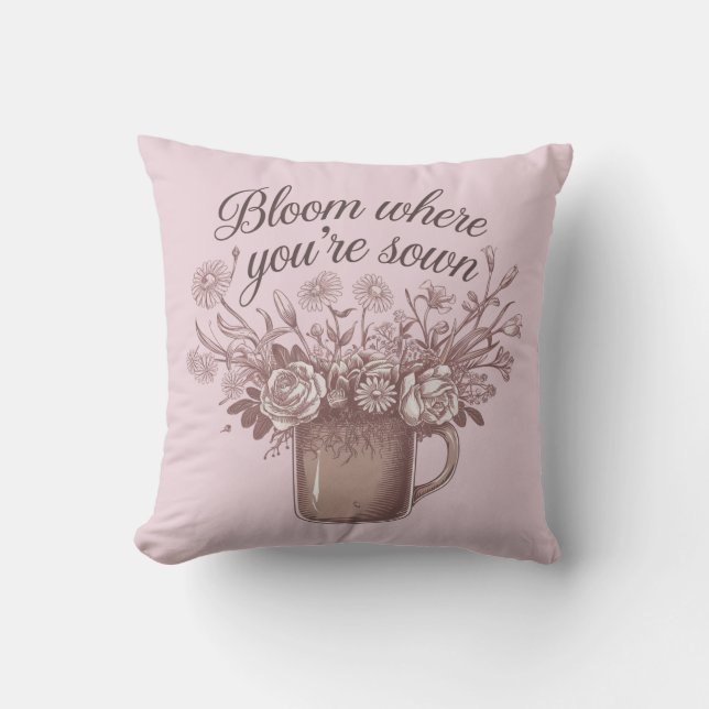 Elegant Motiv Rosa Blommigt Kudde (Framsida)