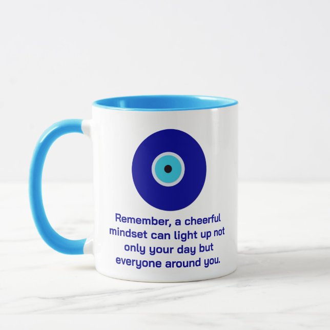 Elegant Motivational Good Vibes Blue Evil Öga Art Mugg (Vänster)