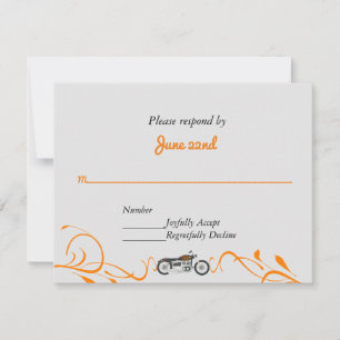 Elegant Motorcykel och Swirls Bröllop OSA Kort