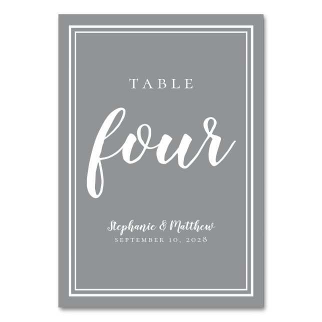 Elegant Mottagning fyra moderna gästmiddagar Grått Bordsnummer (Framsidan)