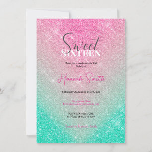 Elegant Moukling Glitter Rosa Mint Gradient Inbjudningar