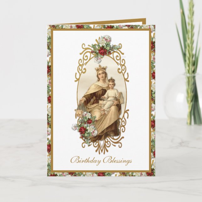 Elegant Mount Carmel Jesus Guld Blommigt Card Kort (Framsida)