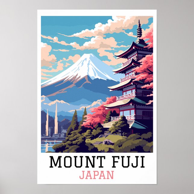 Elegant Mount Fuji Japan Travel Art Poster (Framsidan)