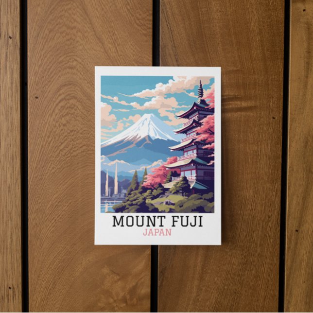 Elegant Mount Fuji Japan Travel Art Vykort (mount fuji japan retro vintage travel postcard)