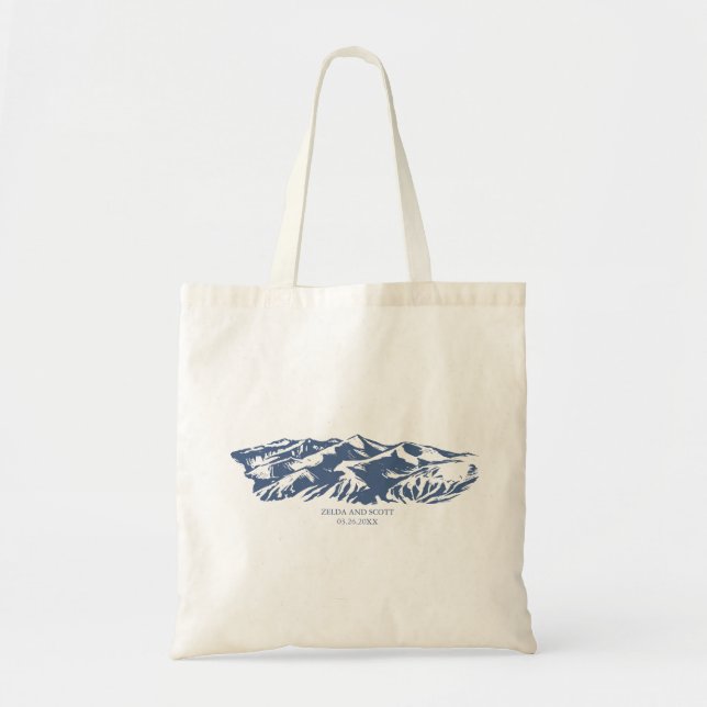 Elegant Mountain Bröllop Tote Bag Tygkasse (Framsidan)