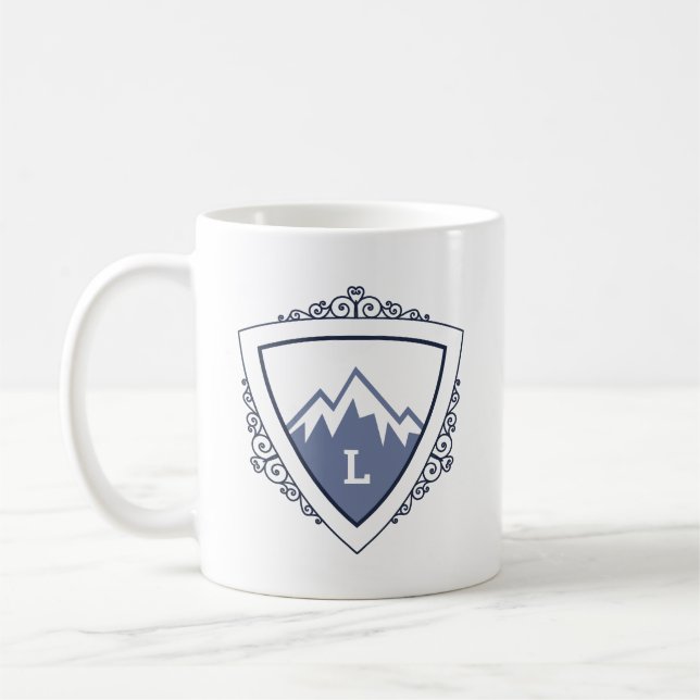 Elegant Mountain Crest Monogram Kaffemugg (Vänster)