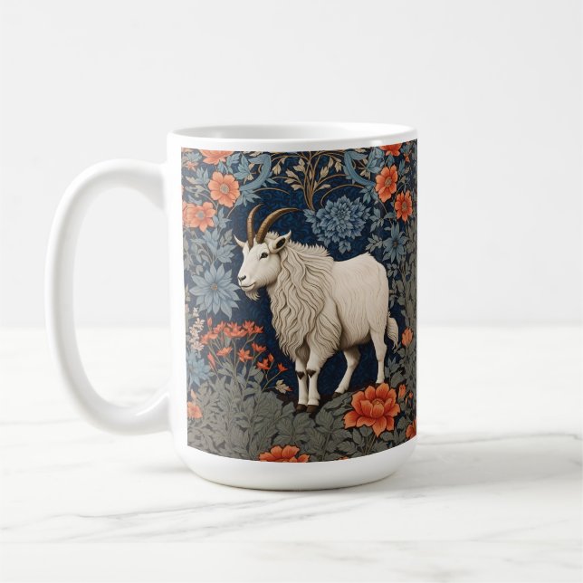Elegant Mountain Goat William Morris Inspired Kaffemugg (Vänster)