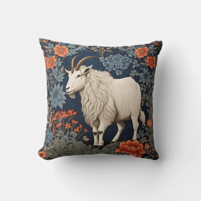 Elegant Mountain Goat William Morris Inspired Kudde (Framsida)