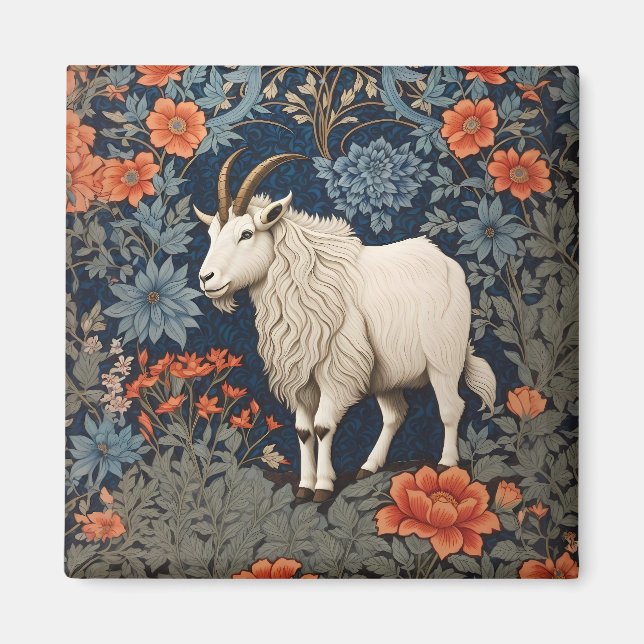 Elegant Mountain Goat William Morris Inspired Magnet (Framsidan)