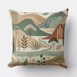 Elegant Mountain Ligcape Pillow - Earthy Tones Kudde