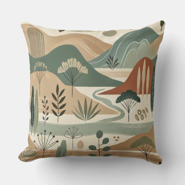 Elegant Mountain Ligcape Pillow - Earthy Tones Kudde (Framsida)