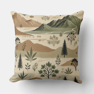 Elegant Mountain Ligcape Pillow - Earthy Tones Kudde