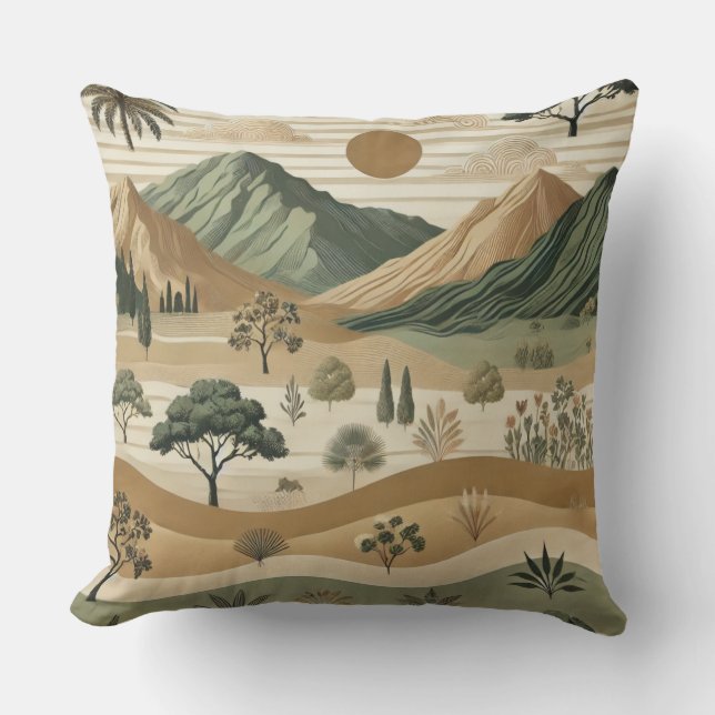 Elegant Mountain Ligcape Pillow - Earthy Tones N Kudde (Framsida)