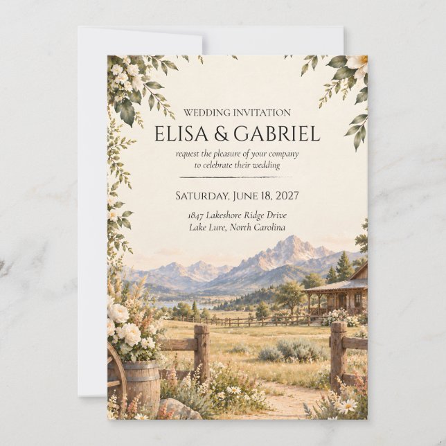Elegant Mountain Wedding Invitation Inbjudningar (Framsida)