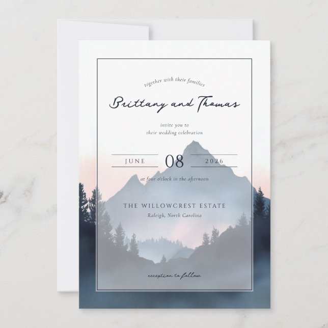 Elegant Mountain Wedding Invitation Inbjudningar (Framsida)