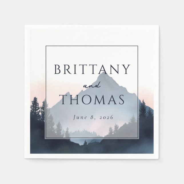 Elegant Mountain Wedding Invitation Pappersservett (Framsidan)