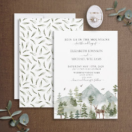 Elegant Mountain Woodland Forest Animals Bröllop Inbjudningar