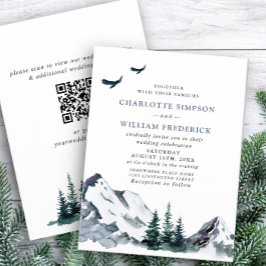 Elegant Mountains Forest Bröllop QR-kod Inbjudningar