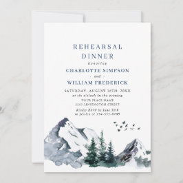 Elegant Mountains Forest Rehearsal Dinner Inbjudningar