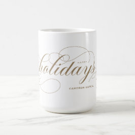 Elegant Mourour Script Glad helg Guld Kaffemugg