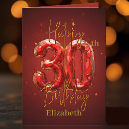 Elegant Mousserande Gems Red och Guld 30års födels Kort