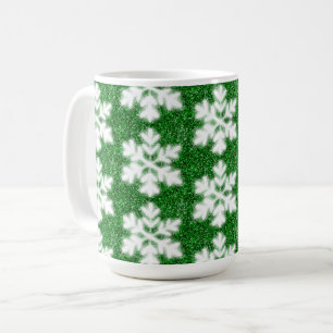 Elegant mousserande glitter grönt frostig snöfling kaffemugg
