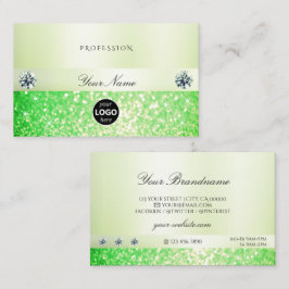 Elegant Mousserande Grass Grönt Glitter med Logoty Visitkort