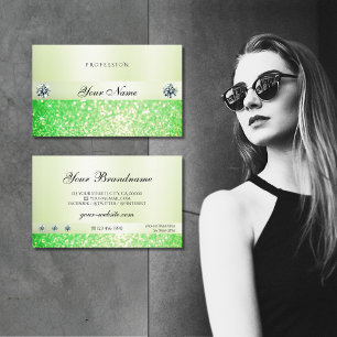 Elegant Mousserande Grass Grönt Glitter och diaman Visitkort
