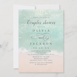 Elegant mousserande havsstrand par dusch inbjudningar