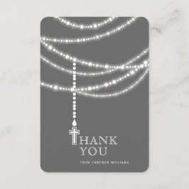 Elegant mousserande Rosary Pärlor och Kor Religiös Tack Kort