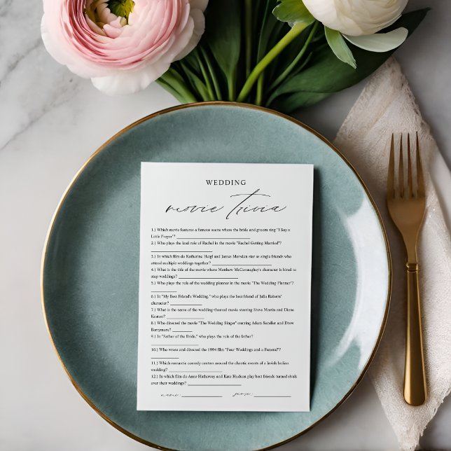 Elegant Movie Trivia Möhippa-spelkort Inbjudningar (Skapare uppladdad)