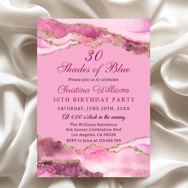 Elegant & Mpdern Shades of Pink Birthday Party Inbjudningar (Elegant Pink and Gold Birthday Party Invitation, Shades of Pink Theme party)