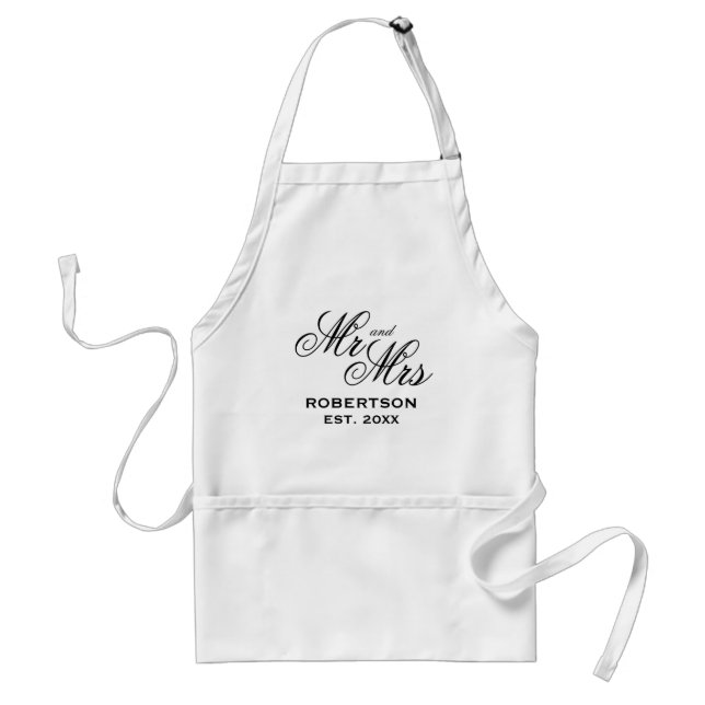 Elegant Mr. & Mrs. apron för bröllop-par Förkläde (Framsidan)