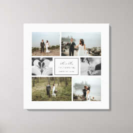 Elegant Mr & Mrs Bröllop Photo Collage Canvastryck