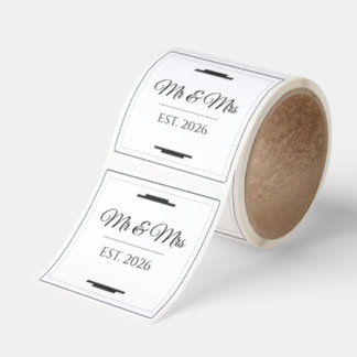 Elegant Mr & Mrs Wedding Modern Minimalist Favor Fyrkantigt Klistermärke