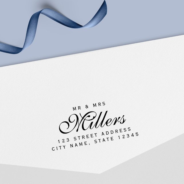 Elegant Mr. och Mrs. Couple Family Namn Home Adres Självfärgande Stämpel (Skapare uppladdad)