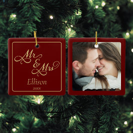 Elegant Mr. och Mrs. Julgransprydnad Keramik