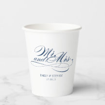 Elegant Mr. och Mrs. Navy Blue calligraphy bröllop