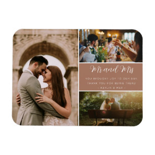 Elegant Mr och Mrs Tack Photo Collage Magnet