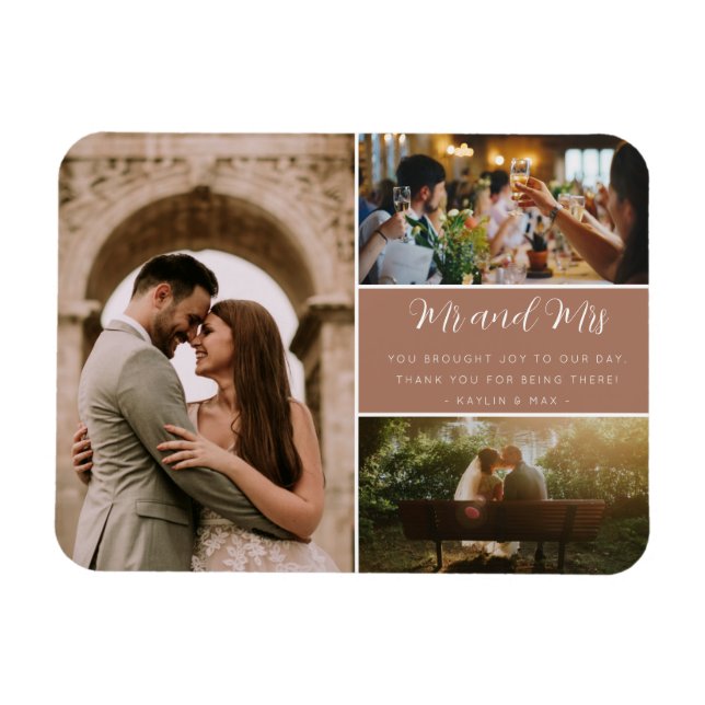 Elegant Mr och Mrs Tack Photo Collage Magnet (Horisontell)