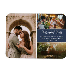 Elegant Mr och Mrs Tack Photo Collage Magnet