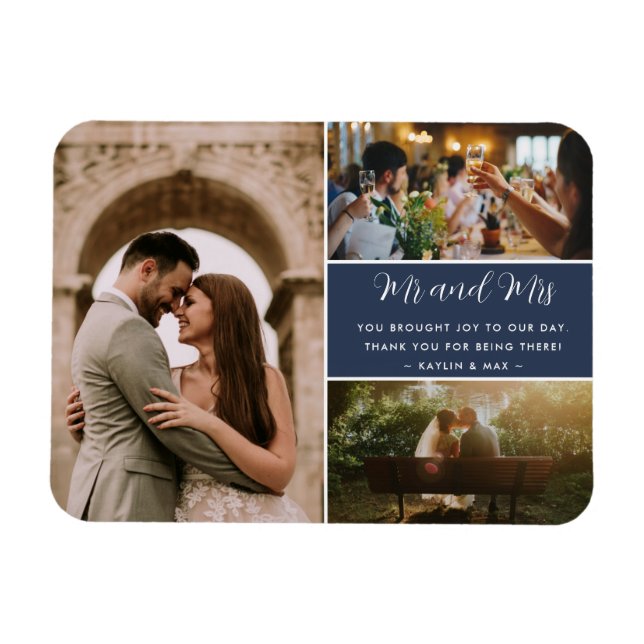 Elegant Mr och Mrs Tack Photo Collage Magnet (Horisontell)