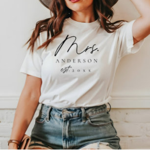Elegant Mrs Newlyows Anpassningsbar Black Script S T Shirt