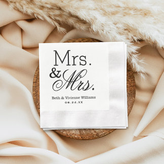 Elegant Mrs och Mrs Bröllop Pappersservett