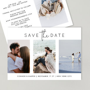 Elegant Multi Black White Script 4 Photo Spara Datumet