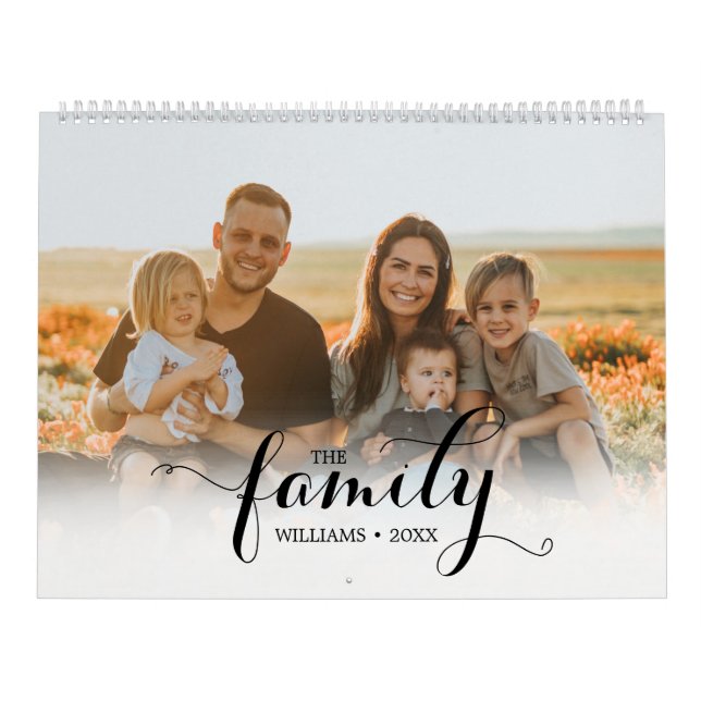 Elegant Multi Photo Anpassningsbar Script Family M Kalender (Omslag)