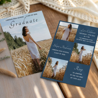 Elegant Multi Photo Graduation Party Inbjudningar