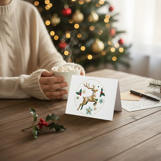 Elegant Multicolor Reindeer Christmas Greeting Car Tack Kort (Skapare uppladdad)