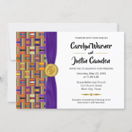 Elegant Multifärgad African Kente Trasa K45 Bröllo Inbjudningar